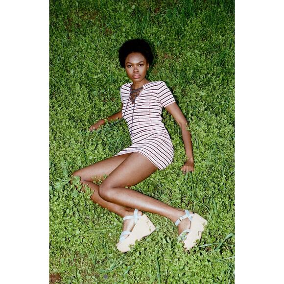 Stoned Immaculate Flower Power Knit Cotton Mini Dress Y2K Small Lace Up Pink - Picture 2 of 9